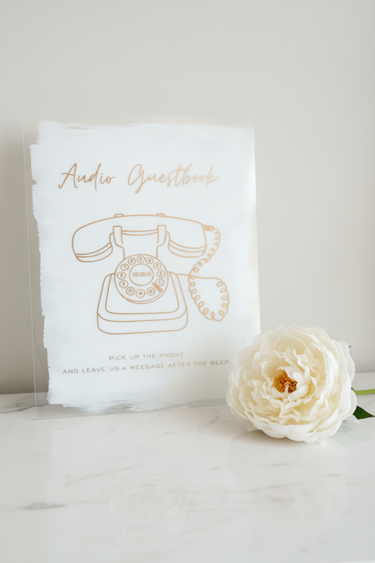 Audio Guestbook Sign – Marble Backdrop Mockup