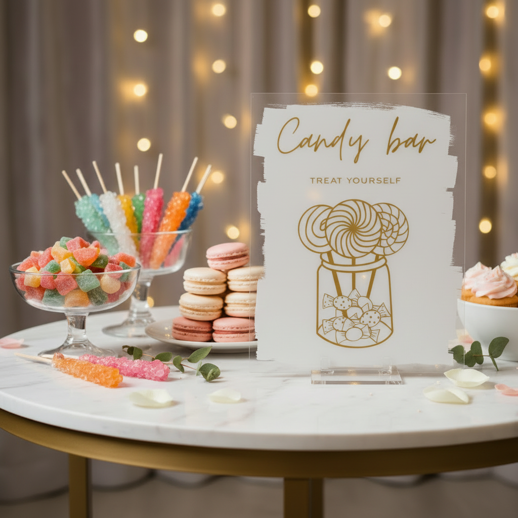Candy Bar Sign with Matte Gold Vinyl