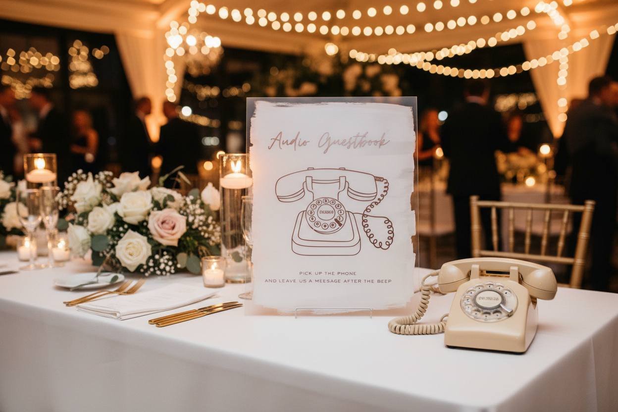 Audio Guestbook Sign – Wedding Reception, Rose Gold