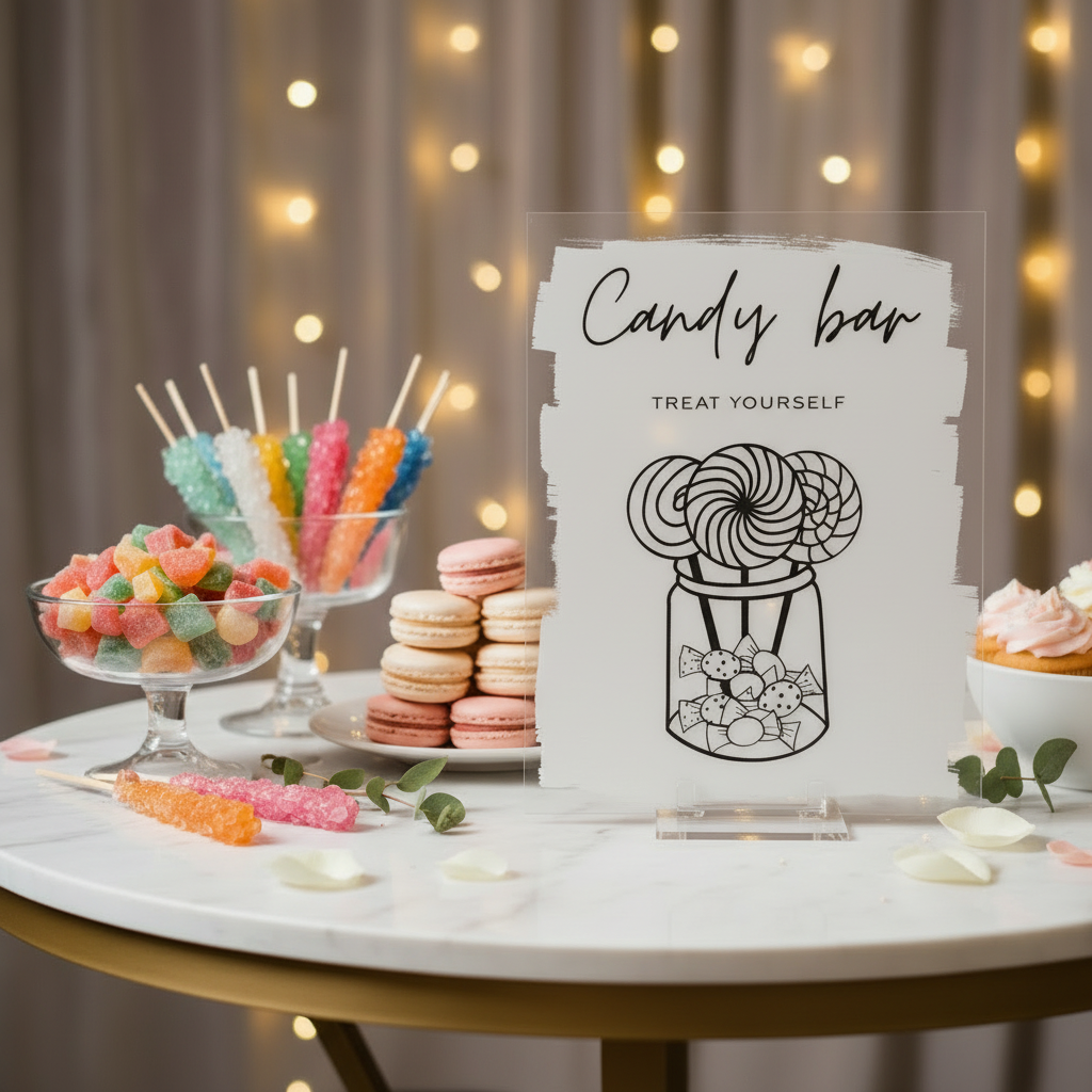 Candy Bar Sign with Black Vinyl
