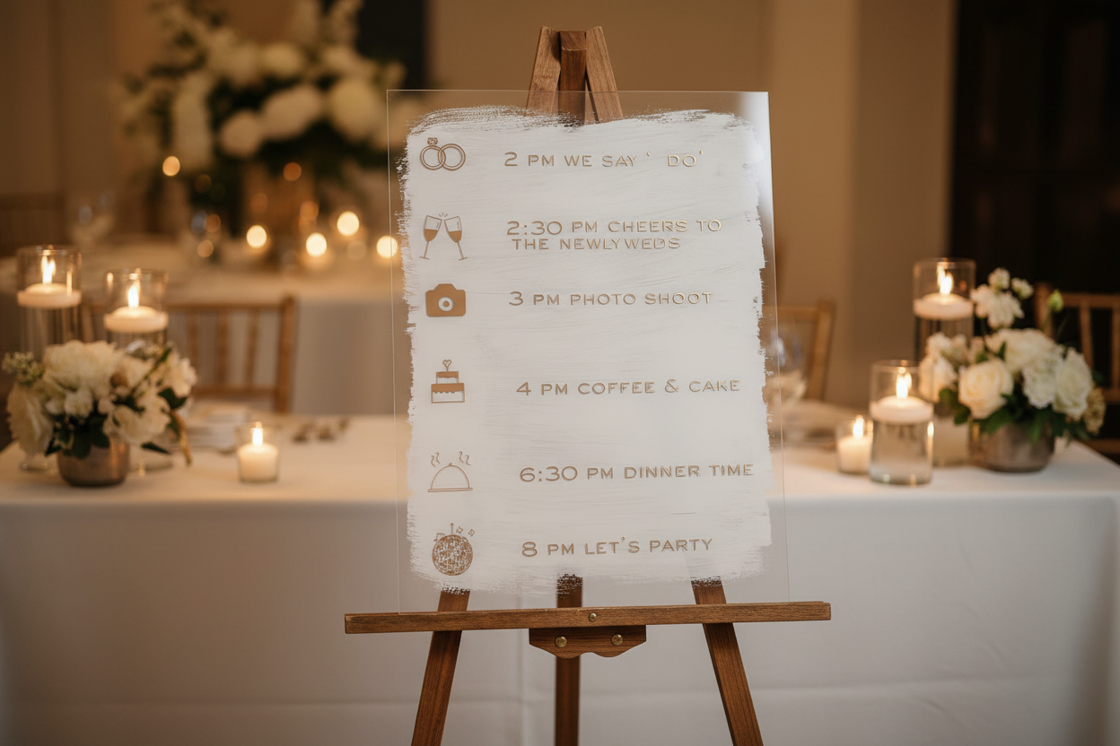 Gold Wedding Timeline Sign Mockup