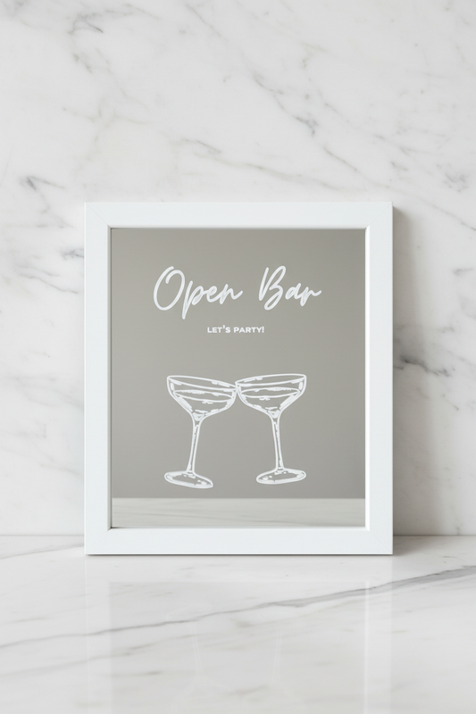 Open Bar Mirror Sign Vertical v2