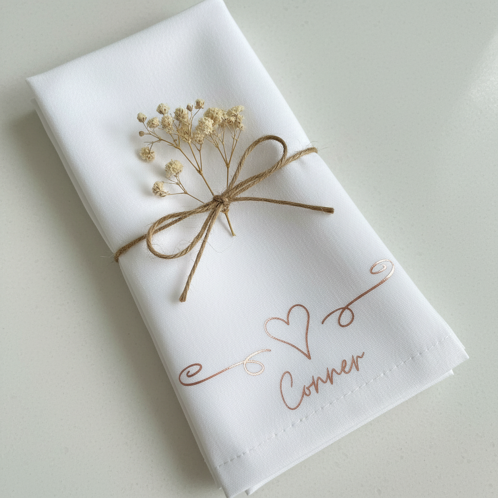 Place Card Napkin – Close-up, Rose Gold
