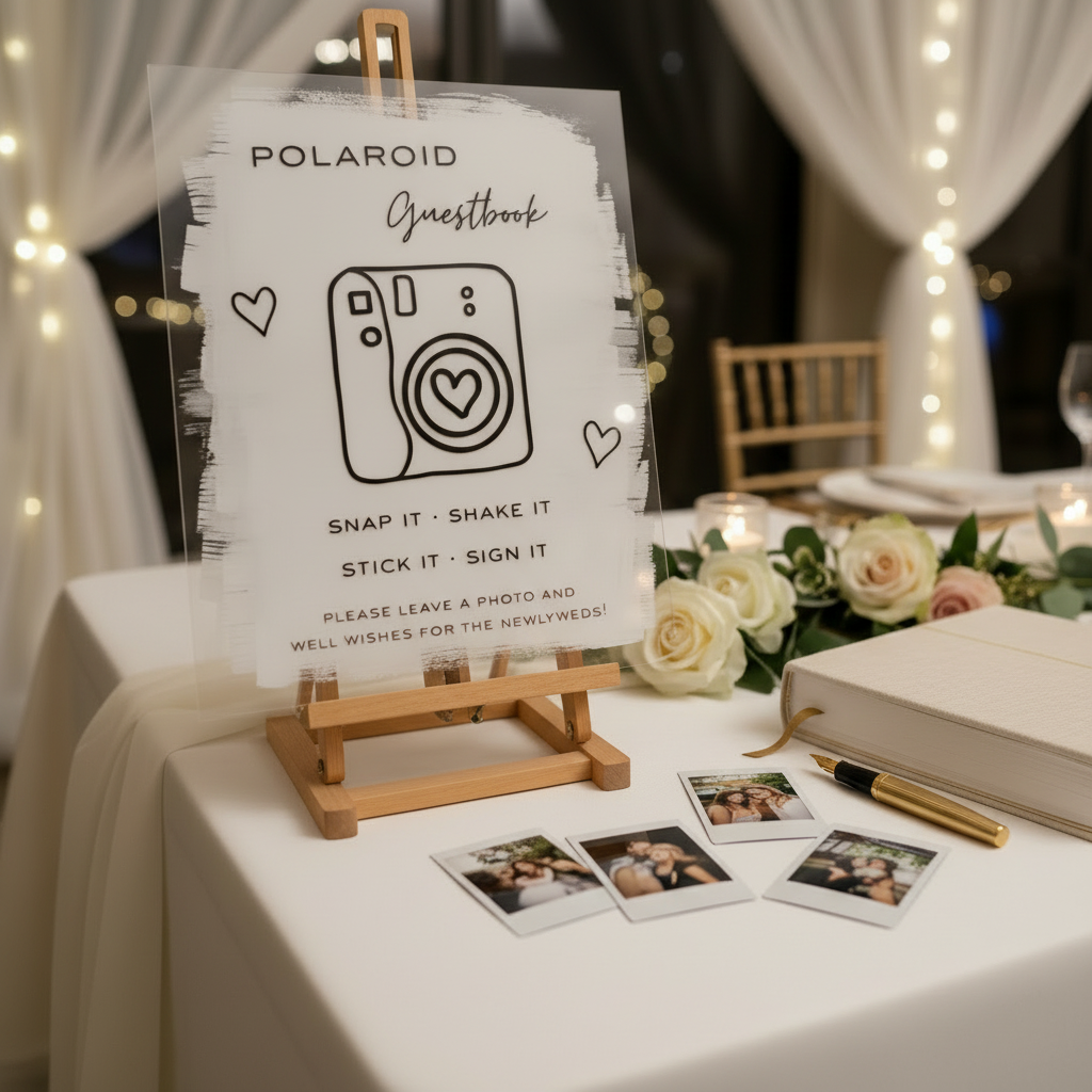 Polaroid Guestbook Sign with Black Vinyl